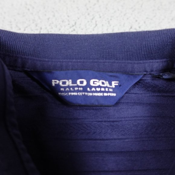 VTG Polo Golf Ralph Lauren 100% Pima Cotton Shirt Mens Large Navy Short Sleeve - Picture 4 of 13